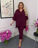 Костюм: подовжена кофта+штани марсала 5XL-6XL 13100 фото