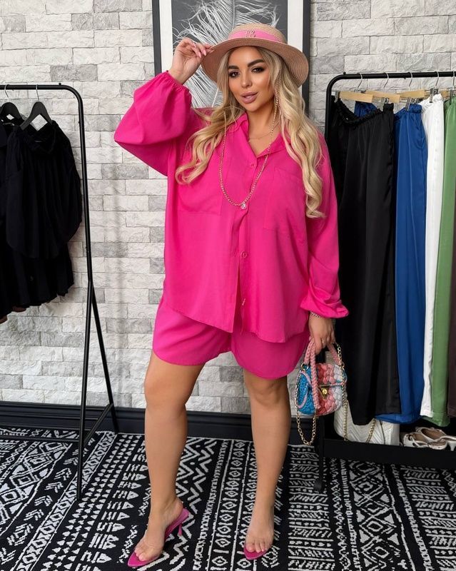 Костюм: сорочка+шорти блакитний 2XL-3XL 13078 фото